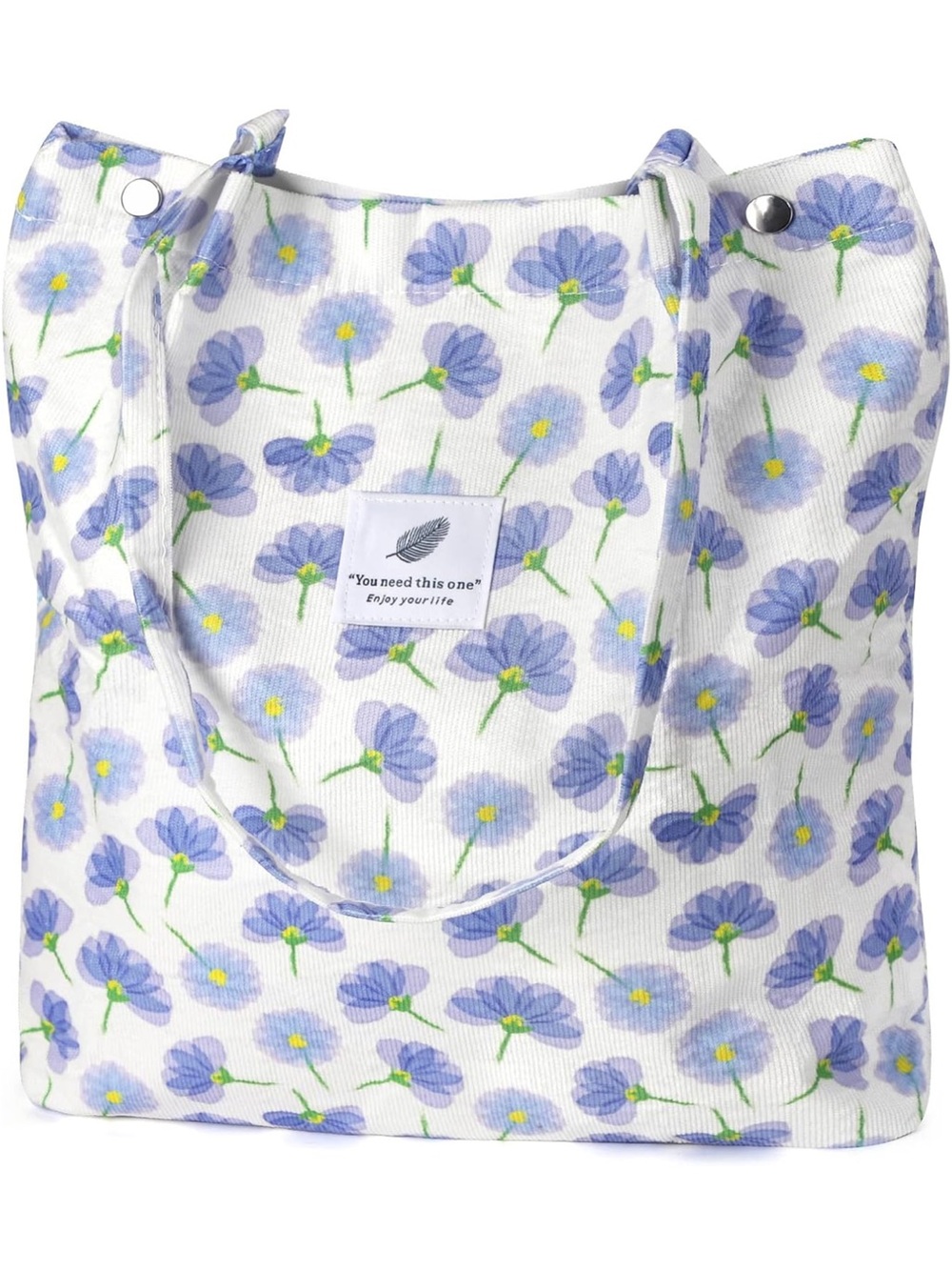 Floral Print Women’s Tote Bag - Purple Daisy Pattern